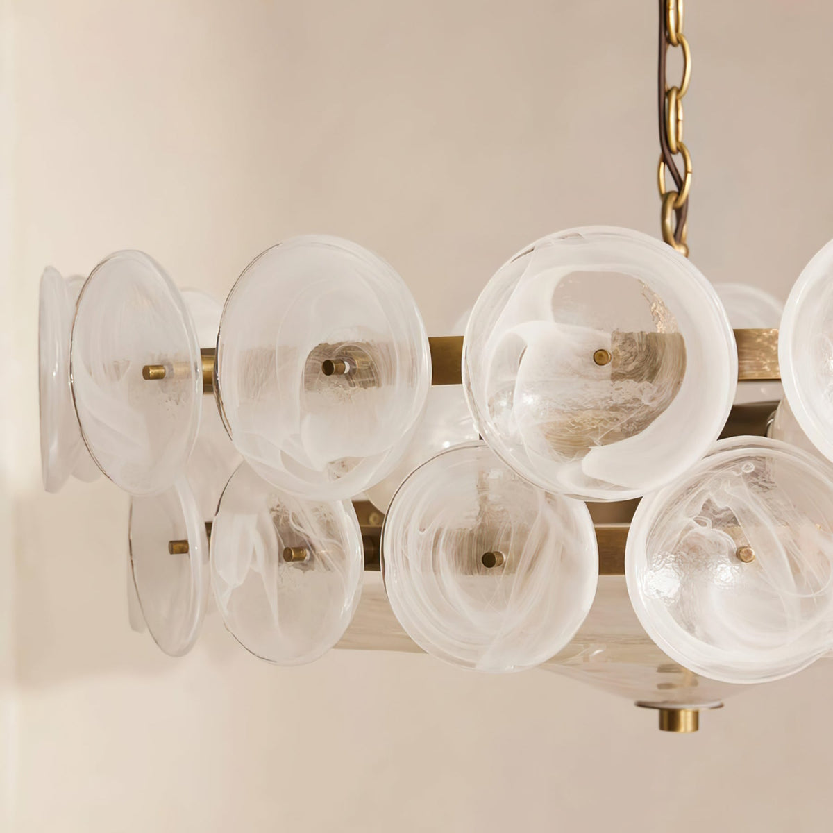 Tiered Glass Disc Pendant Light for Dining Room – Amber Circular Shade Ceiling Fixture – Adjustable Hanging Lamp for Kitchen Island Living R