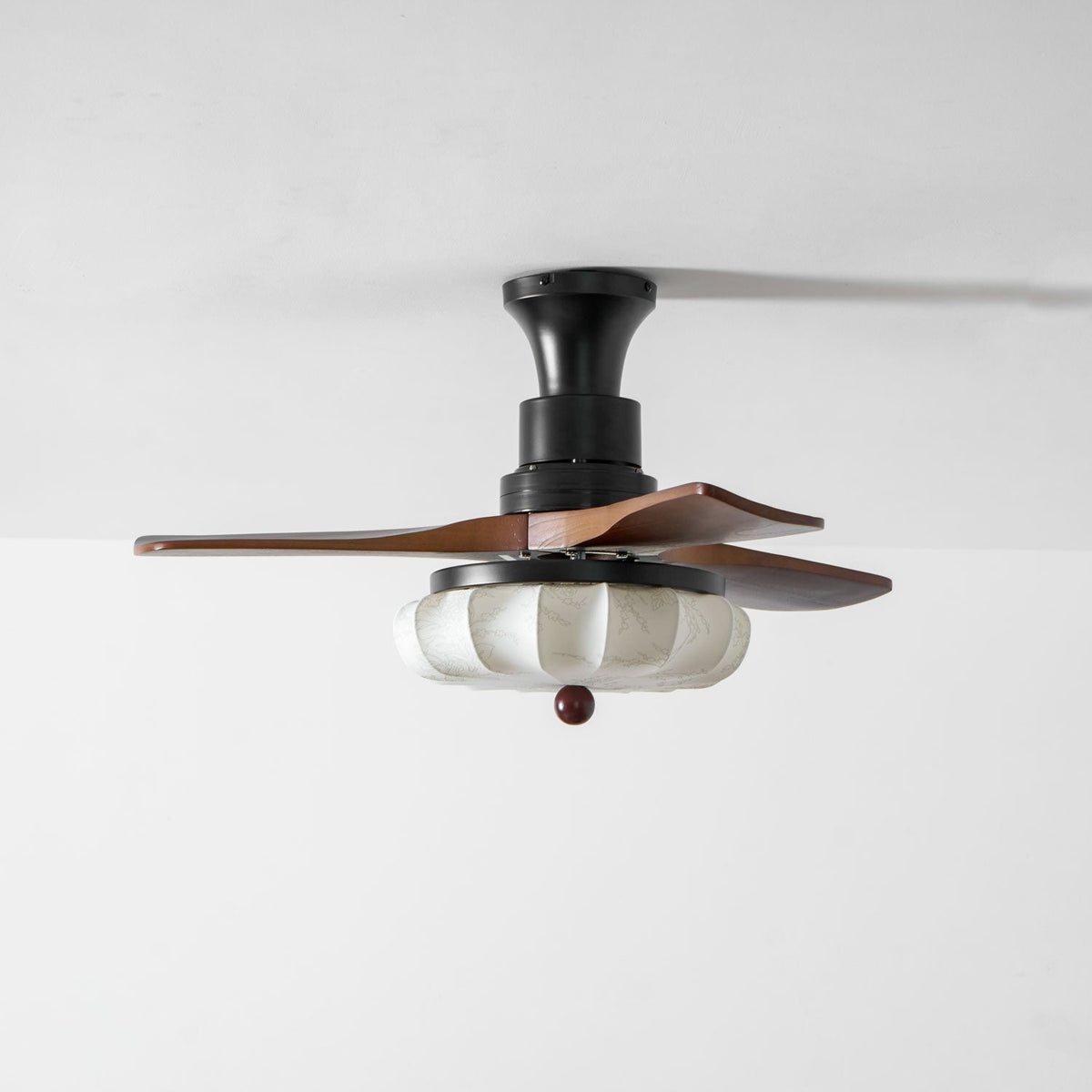 Wood Blade Ceiling Fan with Drum Shade Light DC Motor 6 Speed Remote Indoor Dining Living Bedroom Adjustable 36 42 48 52 Inch Quiet Reversib