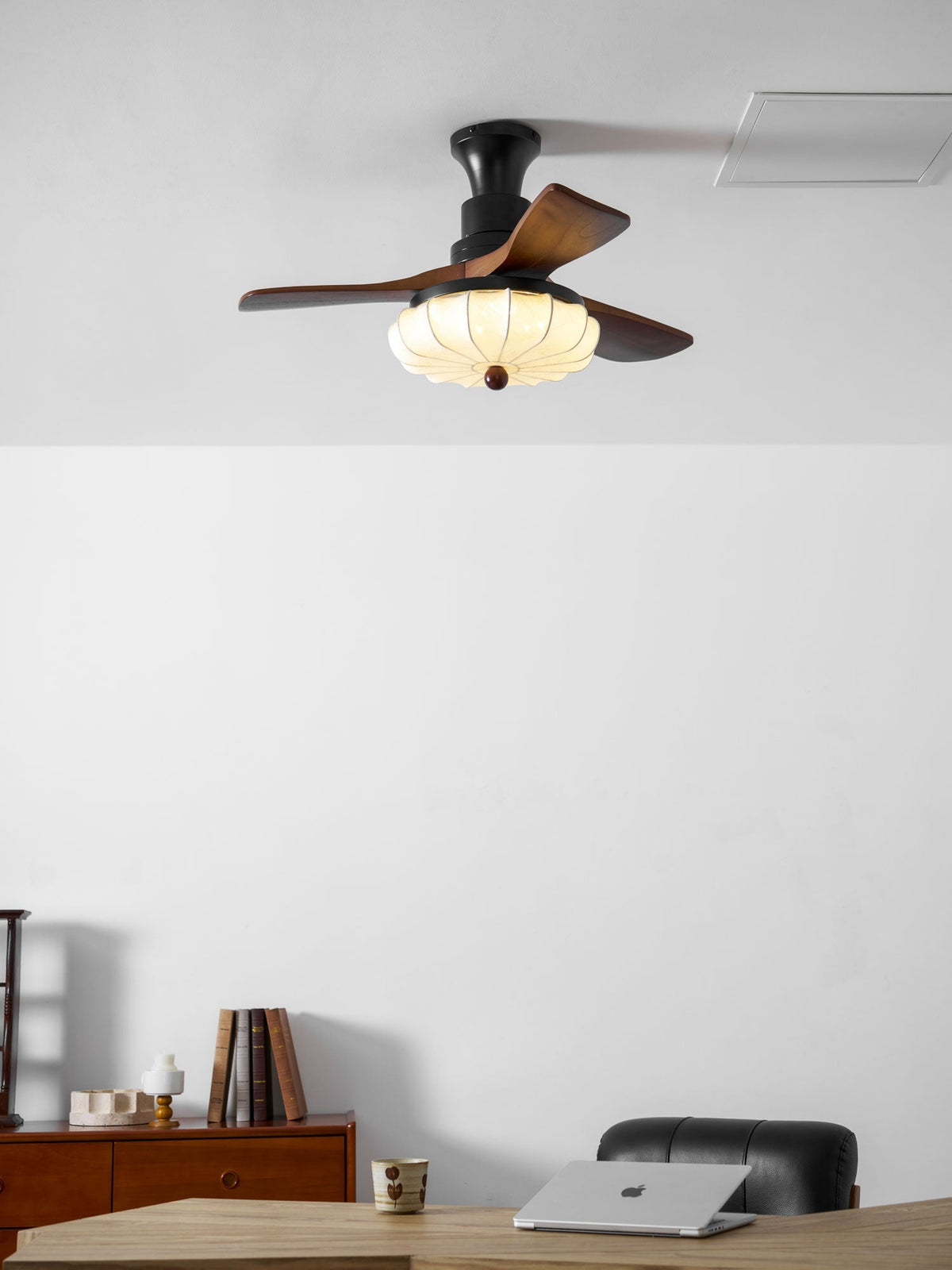 Wood Blade Ceiling Fan with Drum Shade Light DC Motor 6 Speed Remote Indoor Dining Living Bedroom Adjustable 36 42 48 52 Inch Quiet Reversib