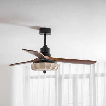 Wood Blade Ceiling Fan with Drum Shade Light DC Motor 6 Speed Remote Indoor Dining Living Bedroom Adjustable 36 42 48 52 Inch Quiet Reversib