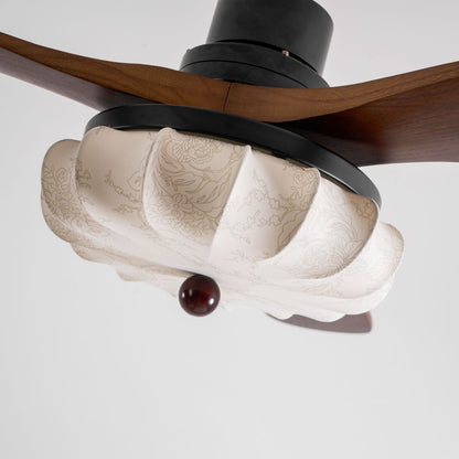 Wood Blade Ceiling Fan with Drum Shade Light DC Motor 6 Speed Remote Indoor Dining Living Bedroom Adjustable 36 42 48 52 Inch Quiet Reversib