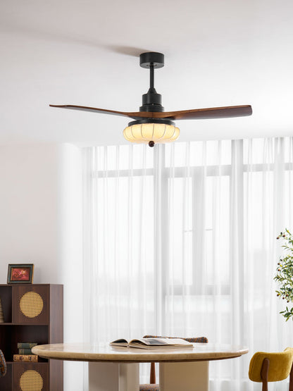 Wood Blade Ceiling Fan with Drum Shade Light DC Motor 6 Speed Remote Indoor Dining Living Bedroom Adjustable 36 42 48 52 Inch Quiet Reversib