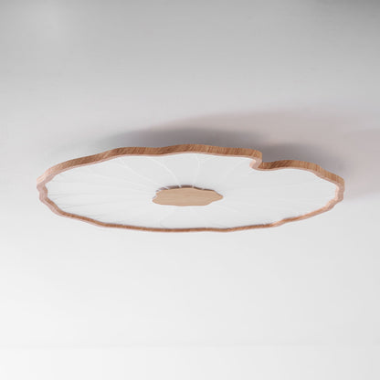 Sculptural Leaf Flush Mount Light with Integrated LED 53 in Acrylic Wood-Tone Ceiling Fixture for Living Room Bedroom Dining Room Modern Jap