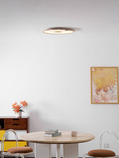 Sculptural Leaf Flush Mount Light with Integrated LED 53 in Acrylic Wood-Tone Ceiling Fixture for Living Room Bedroom Dining Room Modern Jap