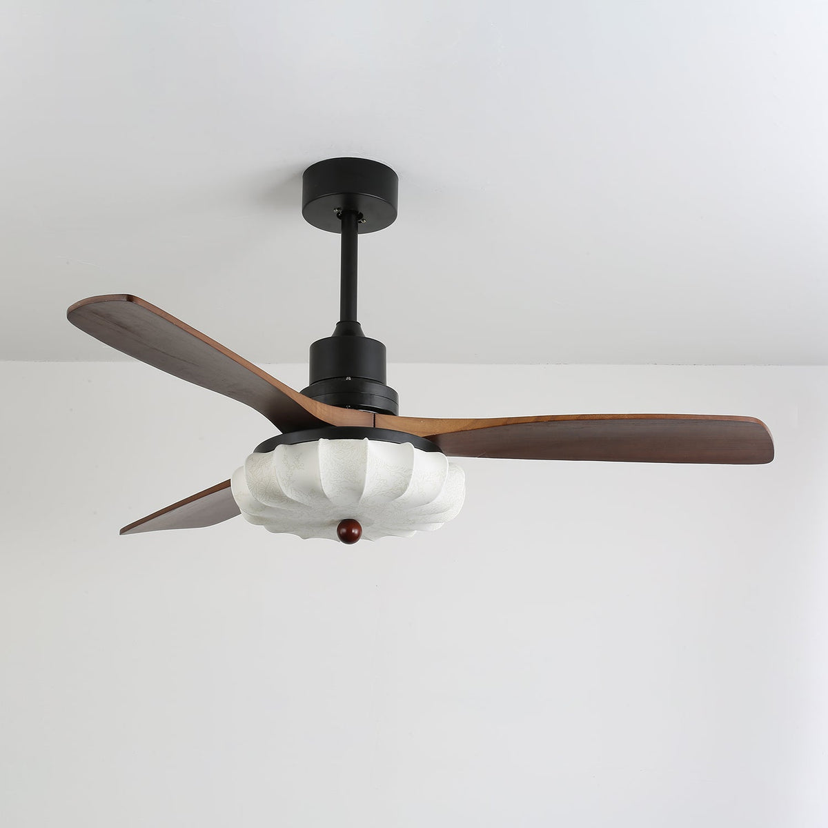 Wood Blade Ceiling Fan with Drum Shade Light DC Motor 6 Speed Remote Indoor Dining Living Bedroom Adjustable 36 42 48 52 Inch Quiet Reversib