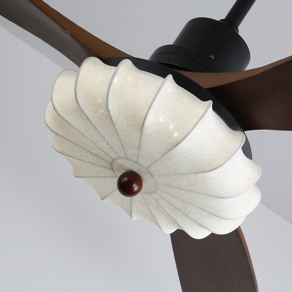 Wood Blade Ceiling Fan with Drum Shade Light DC Motor 6 Speed Remote Indoor Dining Living Bedroom Adjustable 36 42 48 52 Inch Quiet Reversib
