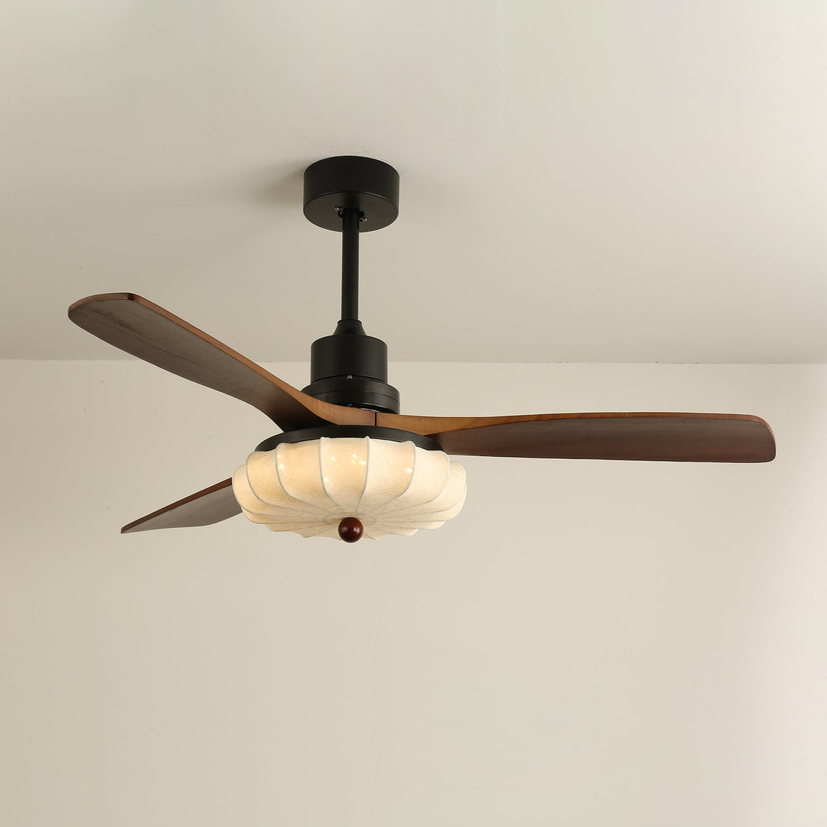 Wood Blade Ceiling Fan with Drum Shade Light DC Motor 6 Speed Remote Indoor Dining Living Bedroom Adjustable 36 42 48 52 Inch Quiet Reversib