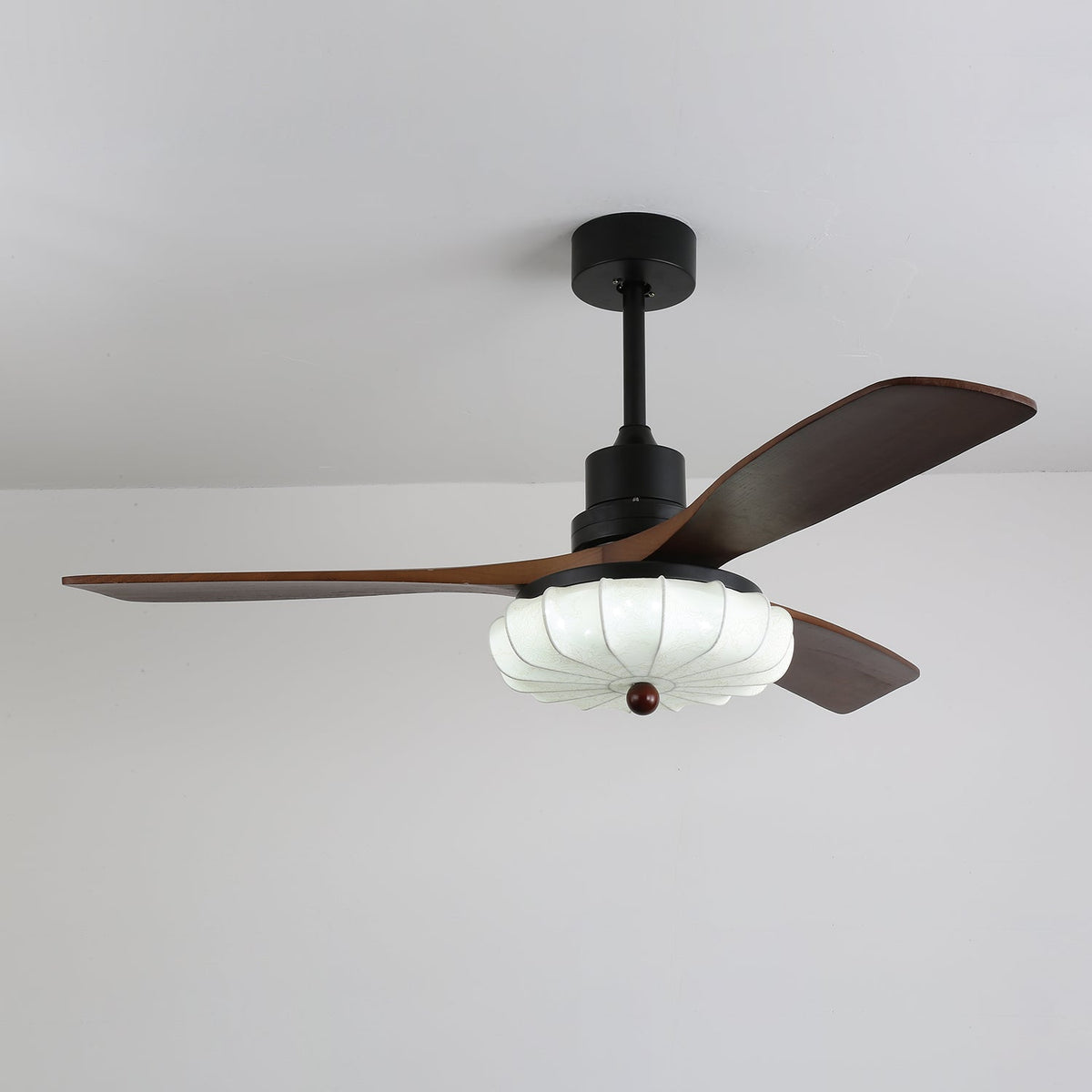 Wood Blade Ceiling Fan with Drum Shade Light DC Motor 6 Speed Remote Indoor Dining Living Bedroom Adjustable 36 42 48 52 Inch Quiet Reversib