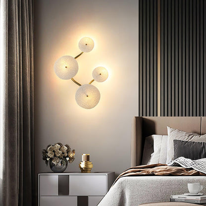 Ceramic Petal Wall Sconce – Floral LED Light with Gold Metal Accents for Hallway, Bedroom & Living Room Decor