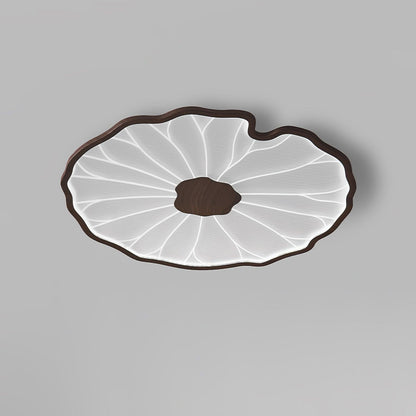 Organic Leaf-Inspired LED Ceiling Light with Wood-Grain Finish for Living Room & Bedroom