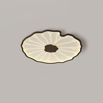 Sculptural Leaf Flush Mount Light with Integrated LED 53 in Acrylic Wood-Tone Ceiling Fixture for Living Room Bedroom Dining Room Modern Jap