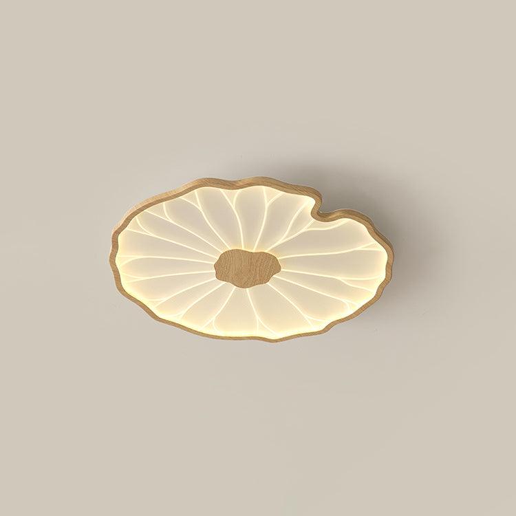 Wood LED Flush Mount Ceiling Light 28 inch Contemporary Fixture for Bedrooms & Living Rooms Modern Home Lighting