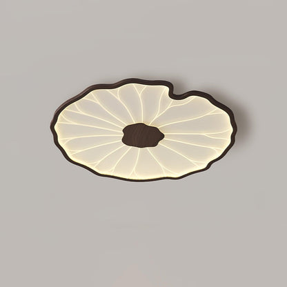 Sculptural Leaf Flush Mount Light with Integrated LED 53 in Acrylic Wood-Tone Ceiling Fixture for Living Room Bedroom Dining Room Modern Jap