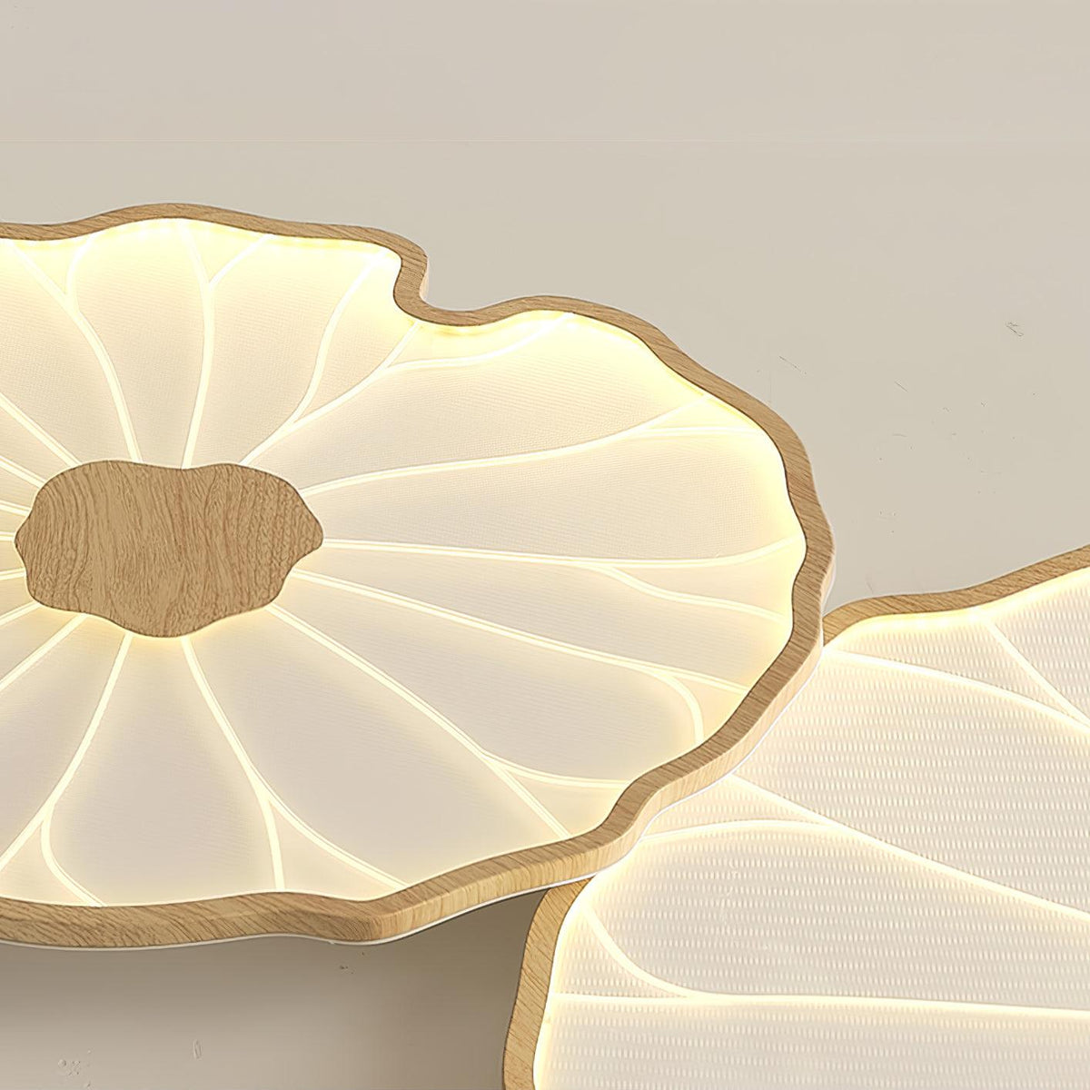Flush Mount LED Ceiling Light with Wood Grain Finish for Low Ceilings, Living Room, Bedroom