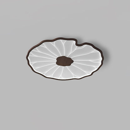 Sculptural Leaf Flush Mount Light with Integrated LED 53 in Acrylic Wood-Tone Ceiling Fixture for Living Room Bedroom Dining Room Modern Jap