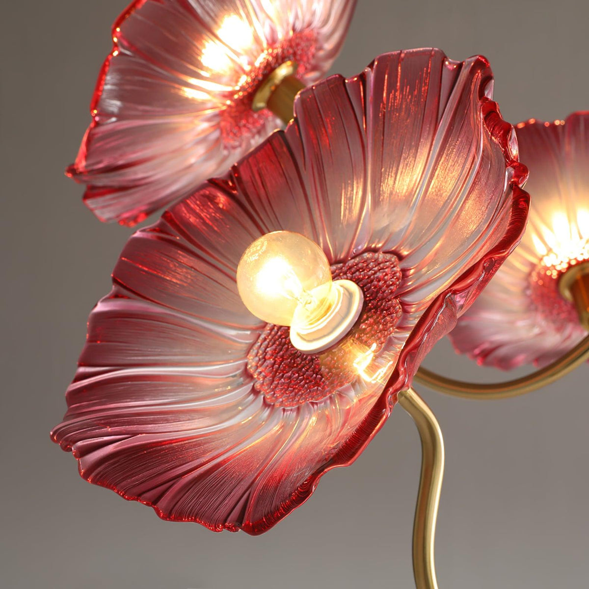 Botanical Glass Multi-Light Fixture 35 in Gold Finish for Dining Room Living Room Entryway Ambient Overhead Illumination