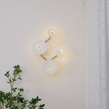 Ceramic Petal Wall Sconce – Floral LED Light with Gold Metal Accents for Hallway, Bedroom & Living Room Decor