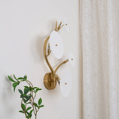Sculpted Petal Sconce Gold White LED Art Deco Fixture Hallway Living Room Meditation Bedroom Accent 19.7 in Wall Mount Indoor Lighting