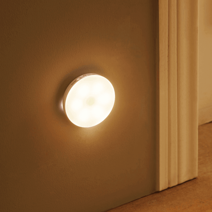 USB Rechargeable Motion Sensor Night Light – Round 3-Inch Puck Light for Closets, Hallways & Stairs – Auto On/Off Sensor Lamp – Battery