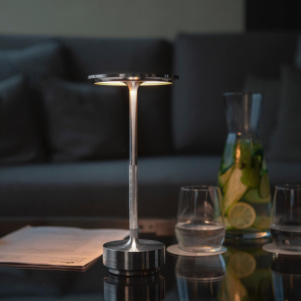 Cordless Table Lamp with Touch Dimming, Small Table Lamp with 3 Color LED, Rechargeable Bedside Lamp for Bedroom