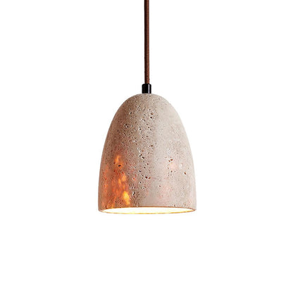 Stone Hanging Lamp with Natural Beige Shade – Compact Overhead Fixture for Countertops and Tables – Adjustable 59-Inch Cord – E26 Medium Bas