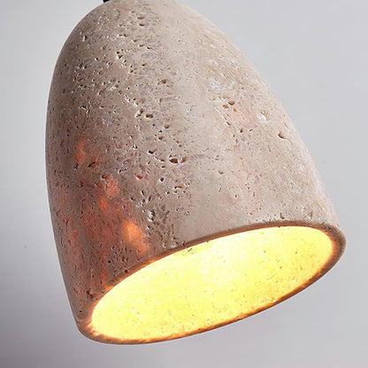 Stone Hanging Lamp with Natural Beige Shade – Compact Overhead Fixture for Countertops and Tables – Adjustable 59-Inch Cord – E26 Medium Bas
