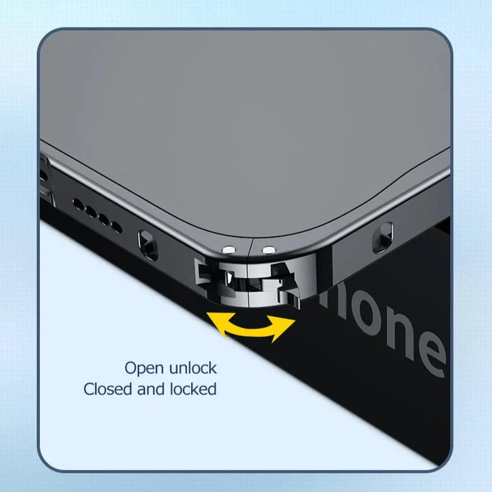iPhone Case Machined Aluminum Frame Matte Back Cover Shock Protection Raised Edges with MagSafe Compatible Ring Precision Cutouts for 13