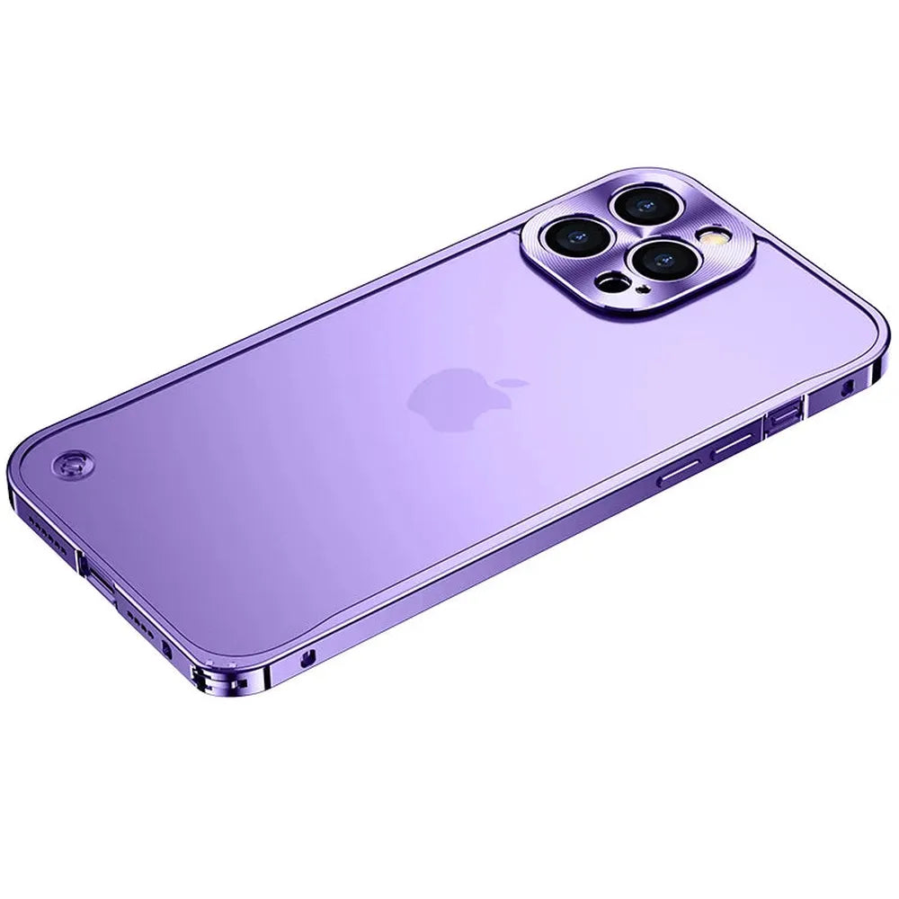 iPhone Case Machined Aluminum Frame Matte Back Cover Shock Protection Raised Edges with MagSafe Compatible Ring Precision Cutouts for 13