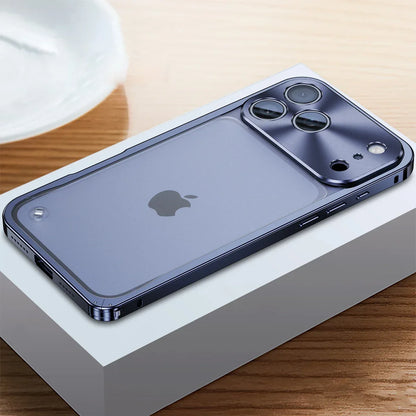 iPhone Case Machined Aluminum Frame Matte Back Cover Shock Protection Raised Edges with MagSafe Compatible Ring Precision Cutouts for 13