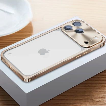 iPhone Case Machined Aluminum Frame Matte Back Cover Shock Protection Raised Edges with MagSafe Compatible Ring Precision Cutouts for 13