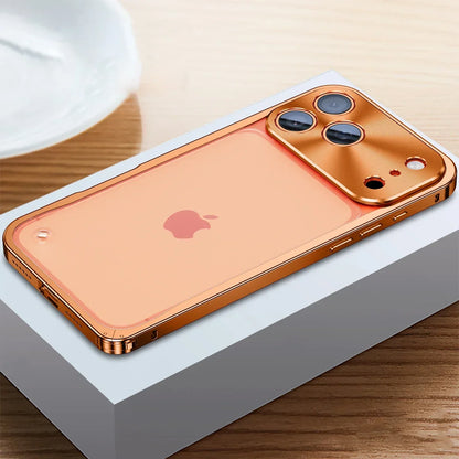 iPhone Case Machined Aluminum Frame Matte Back Cover Shock Protection Raised Edges with MagSafe Compatible Ring Precision Cutouts for 13