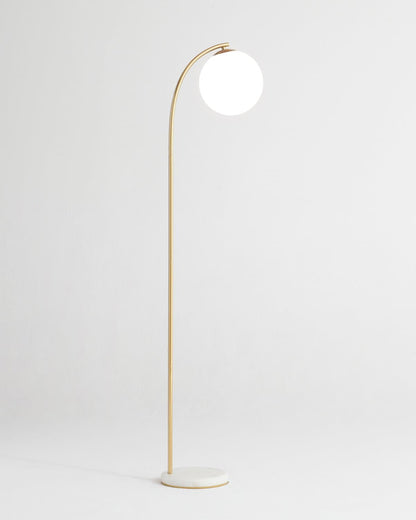 Curved Arc Floor Lamp with Marble Base & White Globe Shade 66 inches Tall Brass Accent Standing Light for Living Room Bedroom Reading Nook