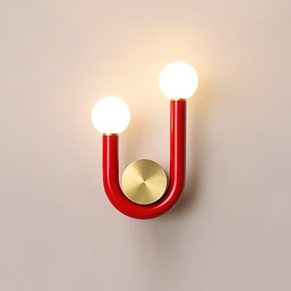 Contemporary Double-Bulb Sconce with Curved Metal Frame – Vibrant Accent Light for Hallways, Bedrooms & Stairs