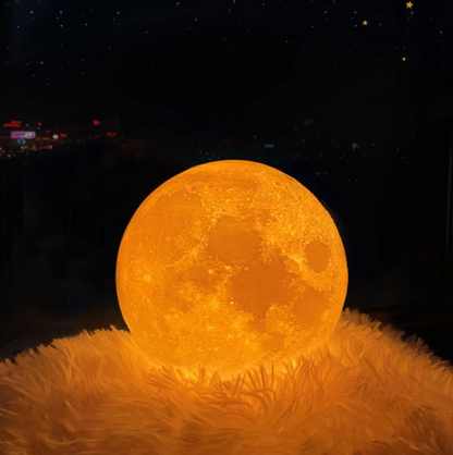 Lunara 3D Moon Lamp - Wireless LED with Dimmable Colors and Wooden Stand