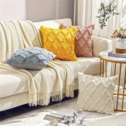 Lunel Velvet Pillow Cover - Boho Geometric, Soft Texture