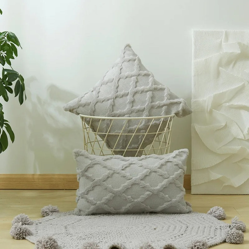 Lunel Velvet Pillow Cover - Boho Geometric, Soft Texture