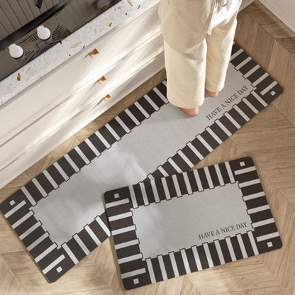 Liora Kitchen Mat - Washable Microfiber, Floral Stripe Pattern