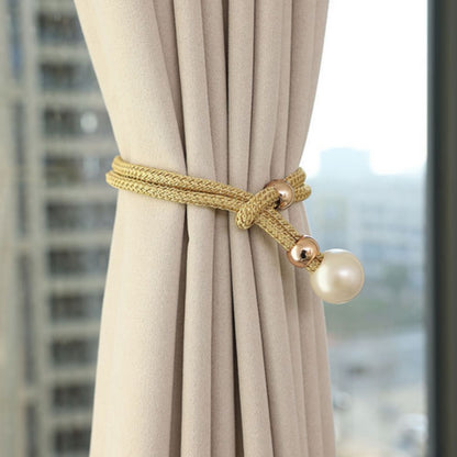 Lustra Curtain Tiebacks - Faux Pearl, Adjustable Holdbacks for Elegant Drapery