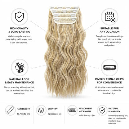 Clip-In Hair Extensions Invisible Snap Clips 50 cm