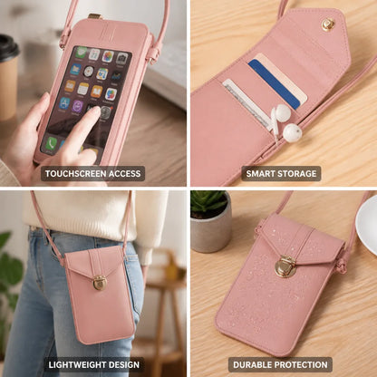 Crossbody Phone Bag Touchscreen Window PU Leather Card Pockets