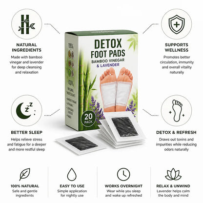 Detox Foot Pads Bamboo Vinegar & Lavender 20 Pack