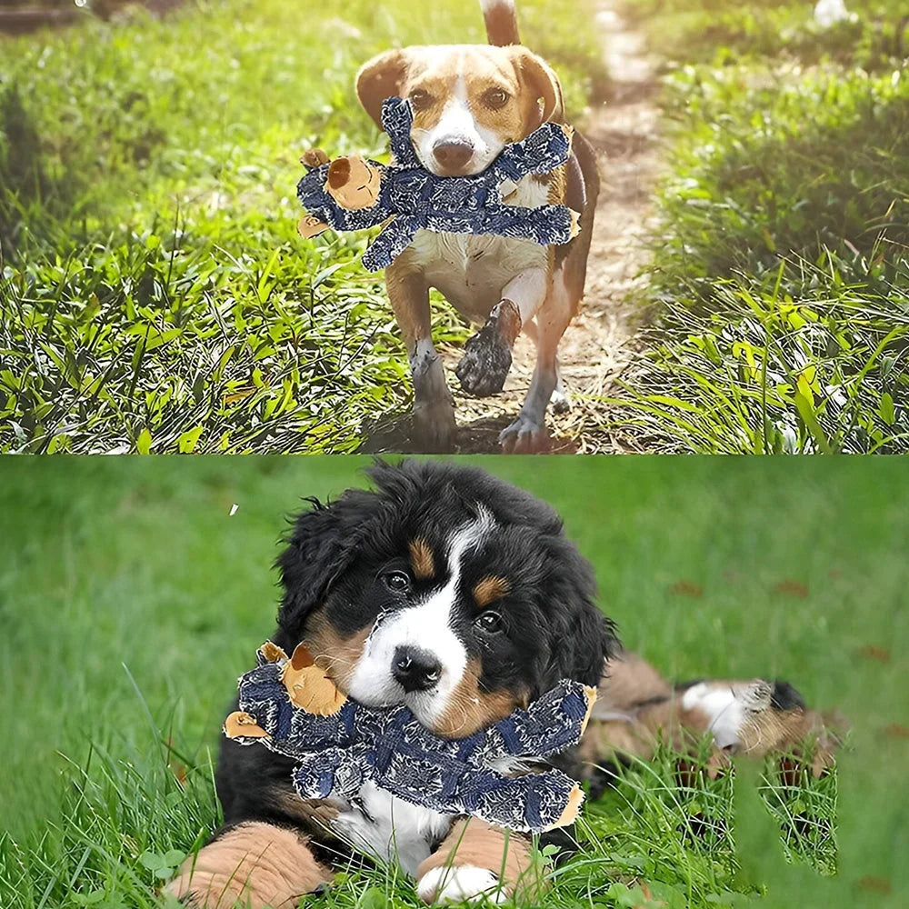 Dog Chew Toy Chew-Resistant Cotton Plush & Squeaker