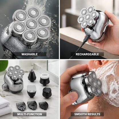 Electric Shaver & Grooming Kit Six-Blade Flexible Rechargeable Washable
