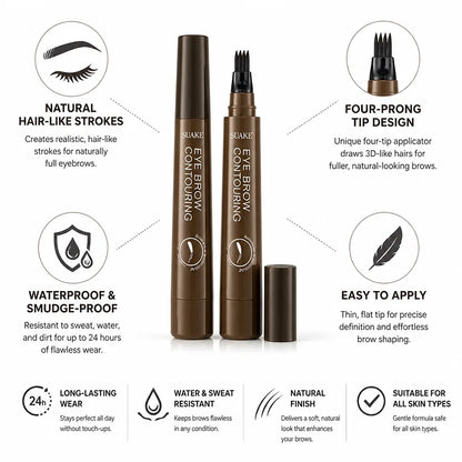 Eyebrow Pen Four-Prong Tip Waterproof & Smudge-Proof