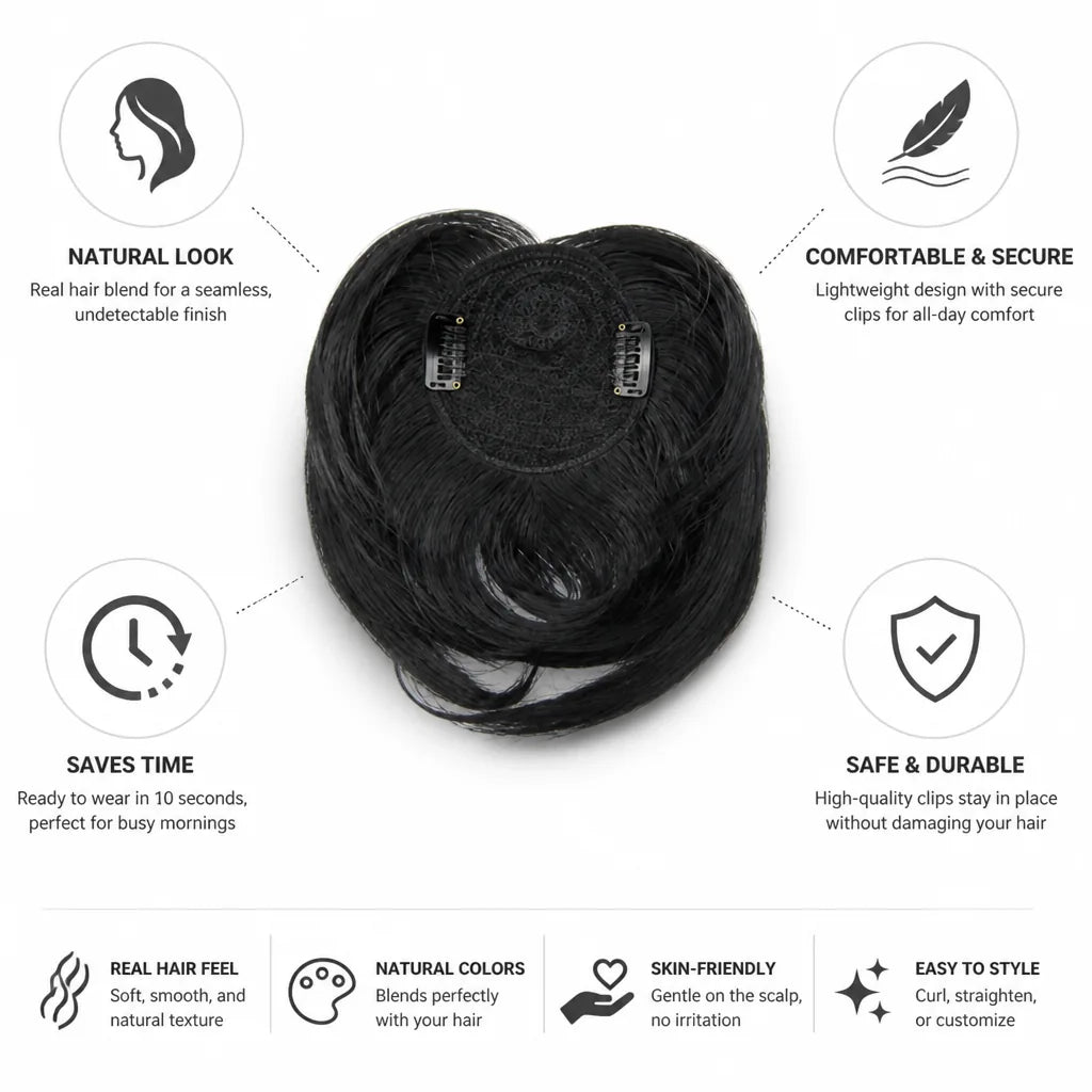 Hair Topper Clip-In Natural-Look Instant Coverage