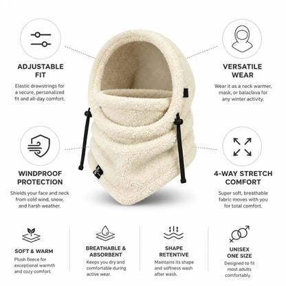 Hooded Neck Warmer Plush Adjustable Fit Windproof