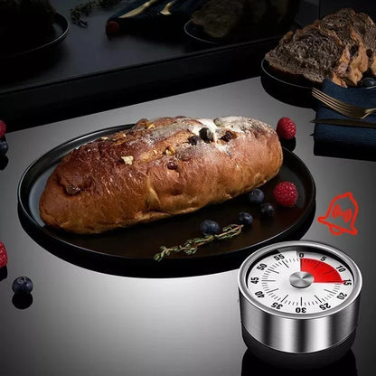 Kitchen Timer Mechanical Magnetic Back Stainless Steel