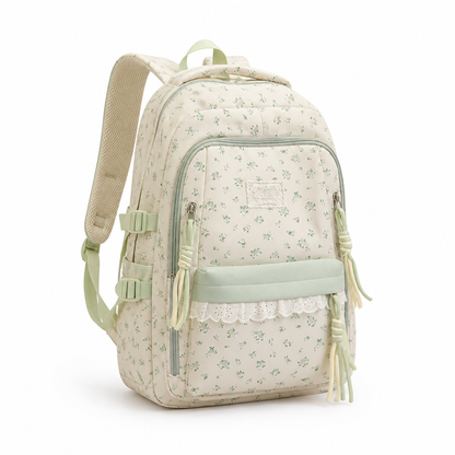 Machine-Washable Floral Print School Backpack