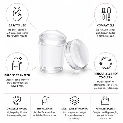Nail Art Stamper Clear Silicone & Protective Cap