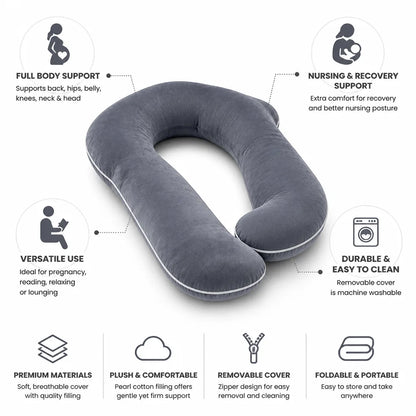 Pregnancy Body Pillow Ergonomic Huggable Removable Cotton Cover